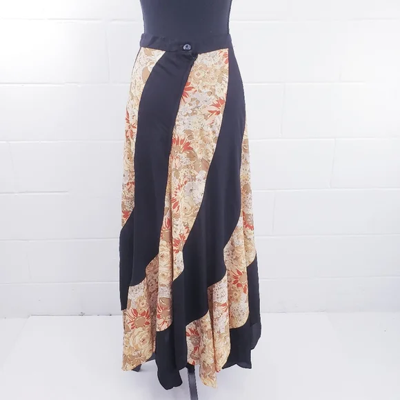 Vintage Floral Pattern Hippie Boho Festival Handmade Maxi Circle Skirt Size 4/6 - Picture 2 of 12